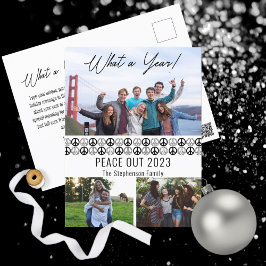 Peace Out 2023 What A Year 3 Photo Collage - BW シーズンポストカード