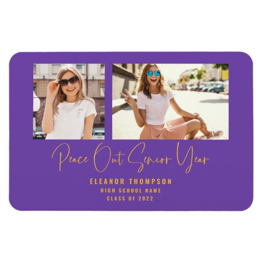 Peace Out 2 Photo 2022卒業のお知らせPurple マグネット (横)