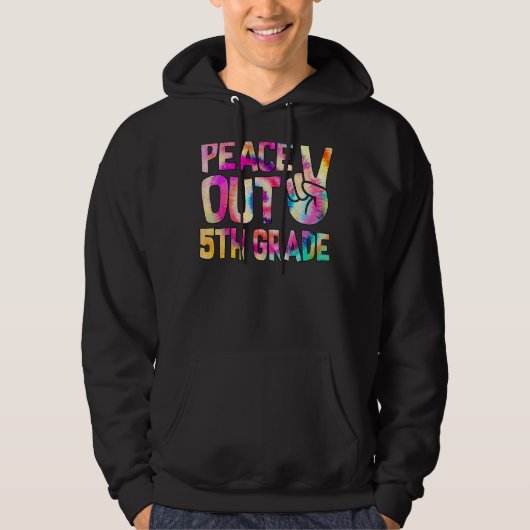 Peace Out 5年生Happy Last Day Of School Tie D パーカ (正面)