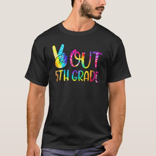 Peace Out 5年生Happy Last Day Of School Tie D Tシャツ (正面)
