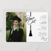 Peace Out Black Tassel Covid写真卒業 案内状 (正面/裏面)