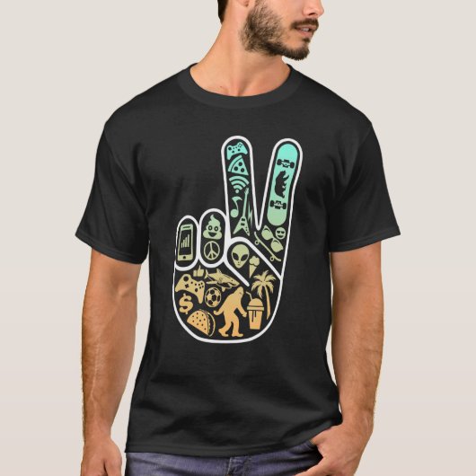 Peace Out Cool Symbols Inside Skater Tシャツ (正面)