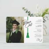 Peace Out Green Tassel Covid写真卒業 案内状 (スタンド正面)