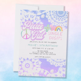 Peace Out Groovy絞り染め10th誕生日パーティー 招待状