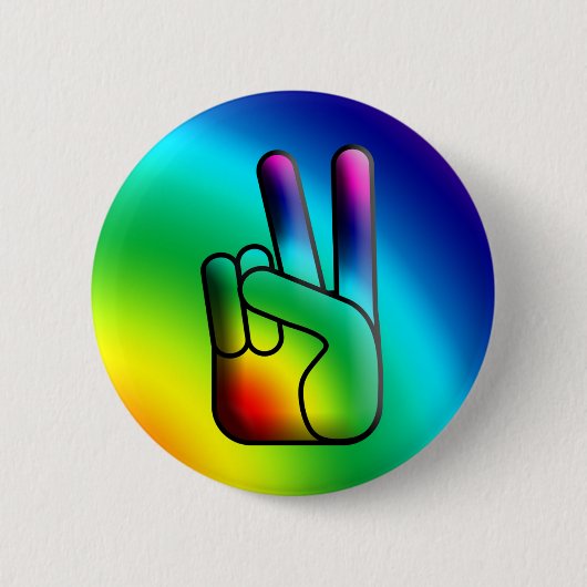 Peace Out Hand Sign Hippieボタン 缶バッジ (正面)