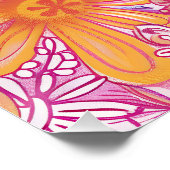 Peace Out Hippie Floral Peace Sign Retro Pattern ポスター (コーナー)