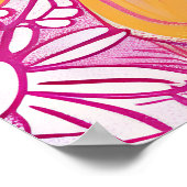 Peace Out Hippie Floral Peace Sign Retro Pattern ポスター (角)