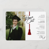 Peace Out Maroon Tassel Covid写真卒業 案内状 (正面/裏面)