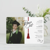 Peace Out Maroon Tassel Covid写真卒業 案内状 (スタンド正面)