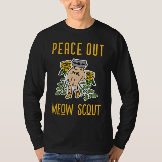 Peace Out Meow Scout Men & Women's  Graphic Cat Tシャツ (正面)