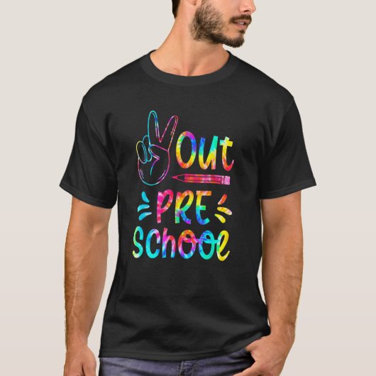 Peace Out Preschool  Tie Dye Preschool Graduation Tシャツ (正面)
