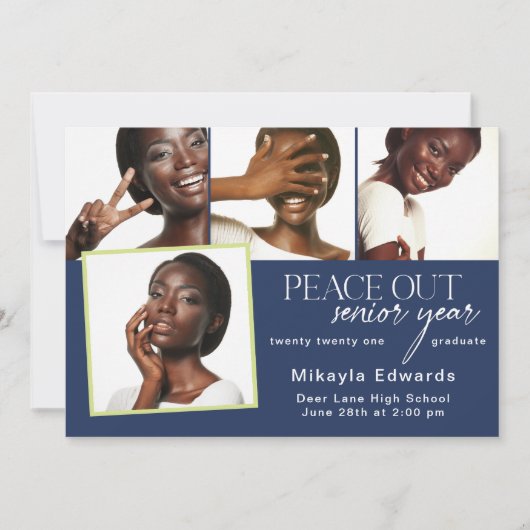 Peace Out Senior Year卒業写真招待状 招待状 (正面)
