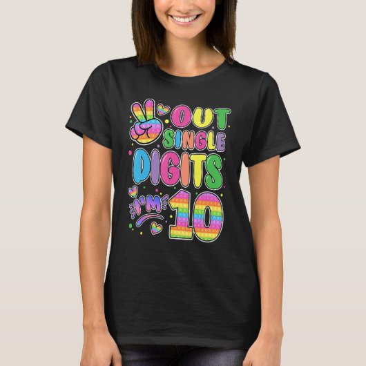 Peace Out Single Digits Im 10 Pop It 10th Bday Fi Tシャツ (正面)