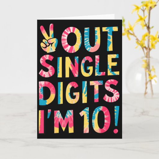 Peace Out Single Digits Im 10 Year Old 10th Birthd カード (黄色い花)