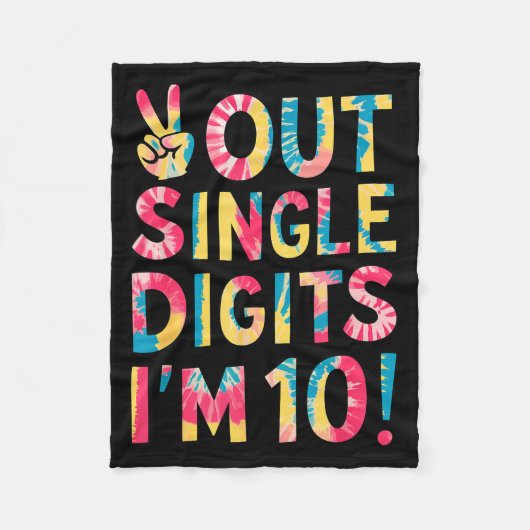 Peace Out Single Digits Im 10 Year Old 10th Birthd フリースブランケット (正面)