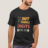 Peace Out Single Digits I'm 10 Years Retro Sunflow Tシャツ (正面)