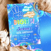 Peace Out Single Digits Neon Glow Boy Birthday 招待状