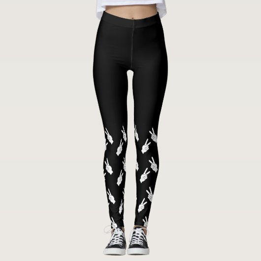 Peace over hype hand sign leggings レギンス (正面)