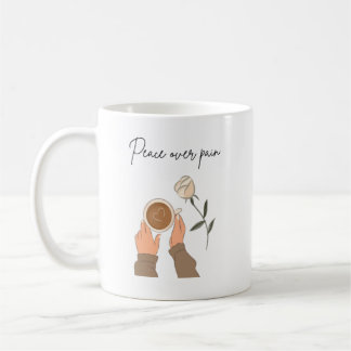 Peace Over Pain — Minimal Brown Healing Quote コーヒーマグカップ