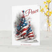 Peace Patriotic Christmas Tree  カード (黄色い花)