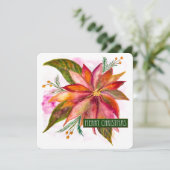 PEACE POINSETTIAメリークリスマスウォーターカラーフラット シーズンカード (スタンド正面)