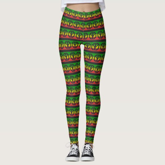 Peace Power - Rasta Freedom - Reggae Yoga Leggings レギンス (正面)