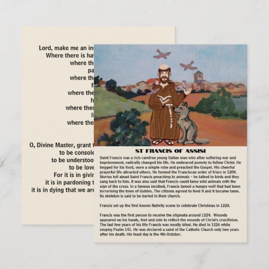 Peace prayer of St Francis  ノートカード (正面/裏面)