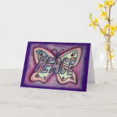 Peace Purple Butterfly Art Greeting or Note Cards カード (黄色い花)
