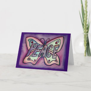 Peace Purple Butterfly Art Greeting or Note Cards カード