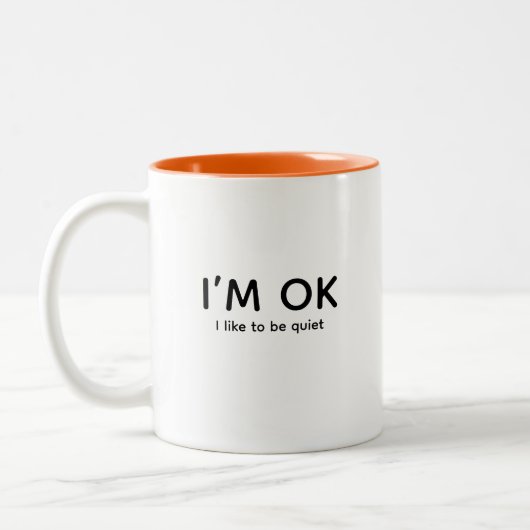 Peace & Quiet or Introvert Quote Modern Minimalist ツートーンマグカップ (左)