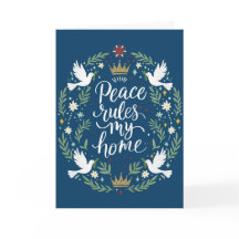 Peace Rules My HomeFolded Greeting Card