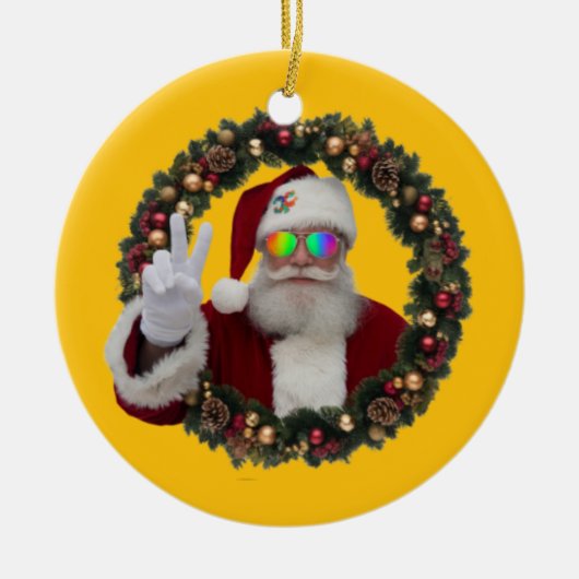 Peace Santa Christmas Ornament セラミックオーナメント (正面)