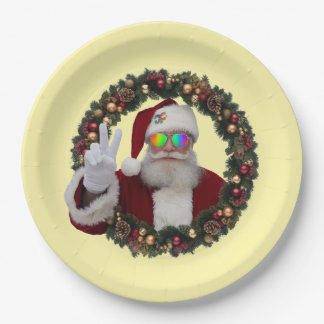 Peace Santa Wreath Plate ペーパープレート