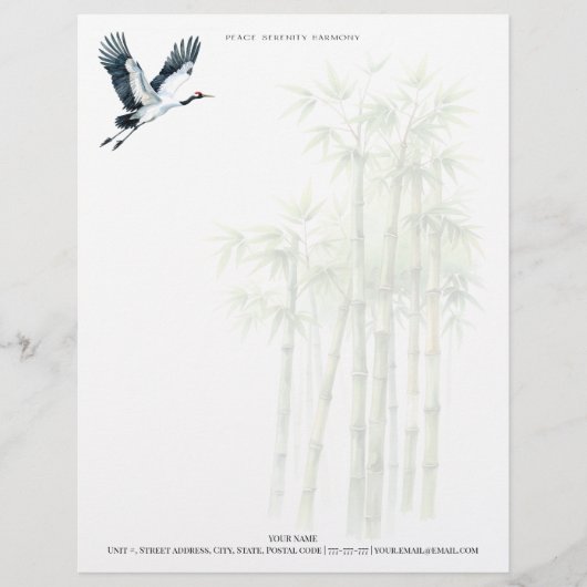 Peace, Serenity, Harmony Personalized Letter Paper レターヘッド (正面)