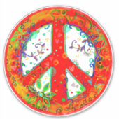 Peace Signおもしろいフローラ赤い感光ステッカー シール (正面)