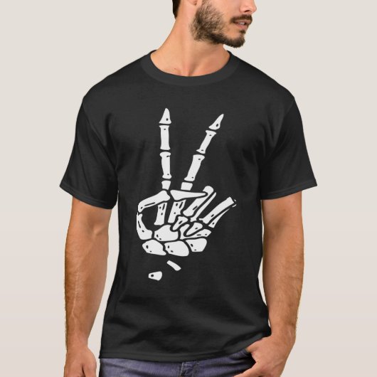 Peace Signスケルトン・ハンド Tシャツ (正面)