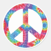 Peace Signスタンプ – Rainbow Hippy Hippieデザイン ラウンドシール (正面)