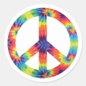 Peace Signスタンプ – Rainbow Hippy Hippieデザイン ラウンドシール (正面)