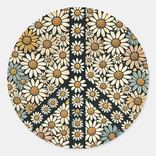 Peace Signデイジー ラウンドシール (正面)