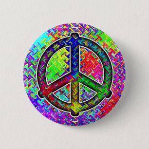 Peace Sign – パターン歪み 缶バッジ
