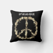 Peace sign,白黒モノクロムパーソナライズ文字 クッション (裏面)