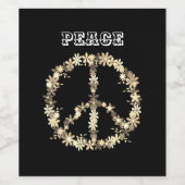 Peace sign,白黒モノクロムパーソナライズ文字 ワインラベル (シングルラベル)