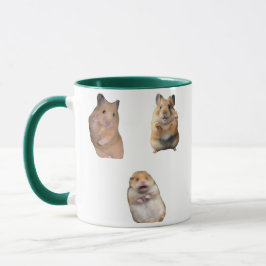 Peace sign and Screaming Hamster Meme Funny Mug マグカップ