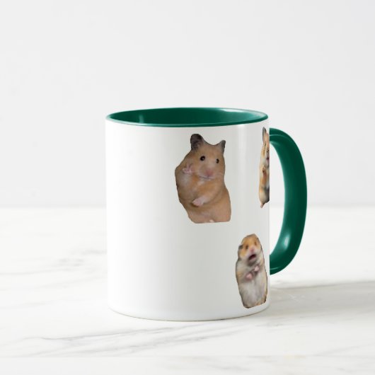 Peace sign and Screaming Hamster Meme Funny Mug マグカップ (正面右)
