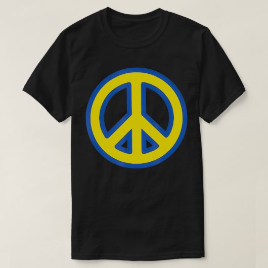 PEACE SIGN Blue & yellow Ukrainian Soliance Uk Tシャツ (デザイン正面)