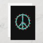 Peace Sign Christmas Lights Hippie Hipster Xmas 招待状 (正面/裏面)