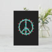 Peace Sign Christmas Lights Hippie Hipster Xmas 招待状 (スタンド正面)