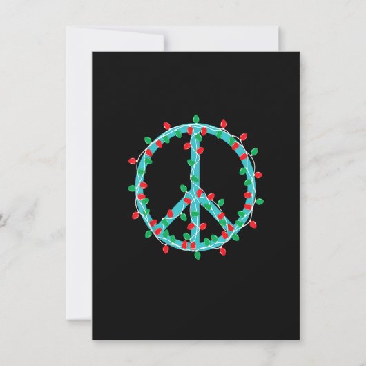 Peace Sign Christmas Lights Hippie Hipster Xmas 招待状 (正面)