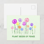 Peace Sign Flowersはがき – Plant Seeds of Peace ポストカード (正面/裏面)