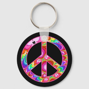 Peace Sign Fractal Groovy Trip キーホルダー